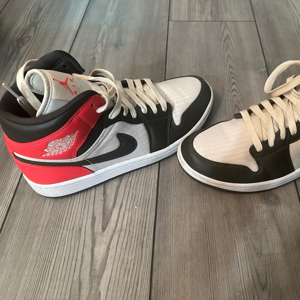 Jordan Women's High-Top Sneakers - Red, Black, and White